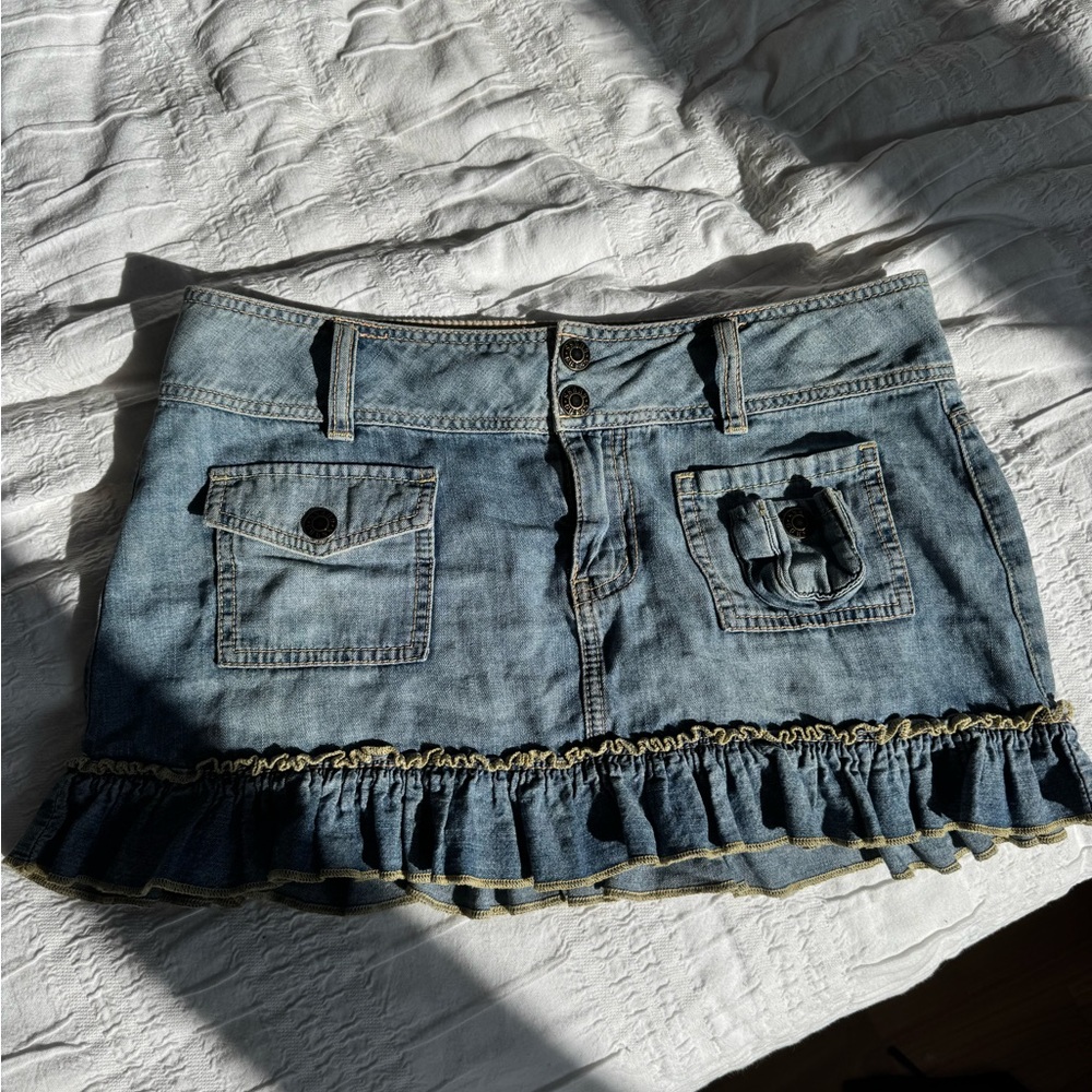Guess Jeans Denim Ruffle Mini Skirt